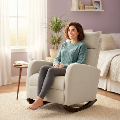 HOMCOM Corduroy Rocking Armchair - Beige 
