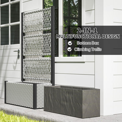 Outsunny Garden Planter Box with Trellis, Liner for Climbing Plants, Vegetables, Flowers, 90 x 35 x 148 cm, Mixed-grey 
