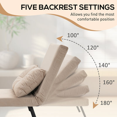 HOMCOM 4-in-1 Velvet-Feel Single Chair Bed, with Pillow - Beige 