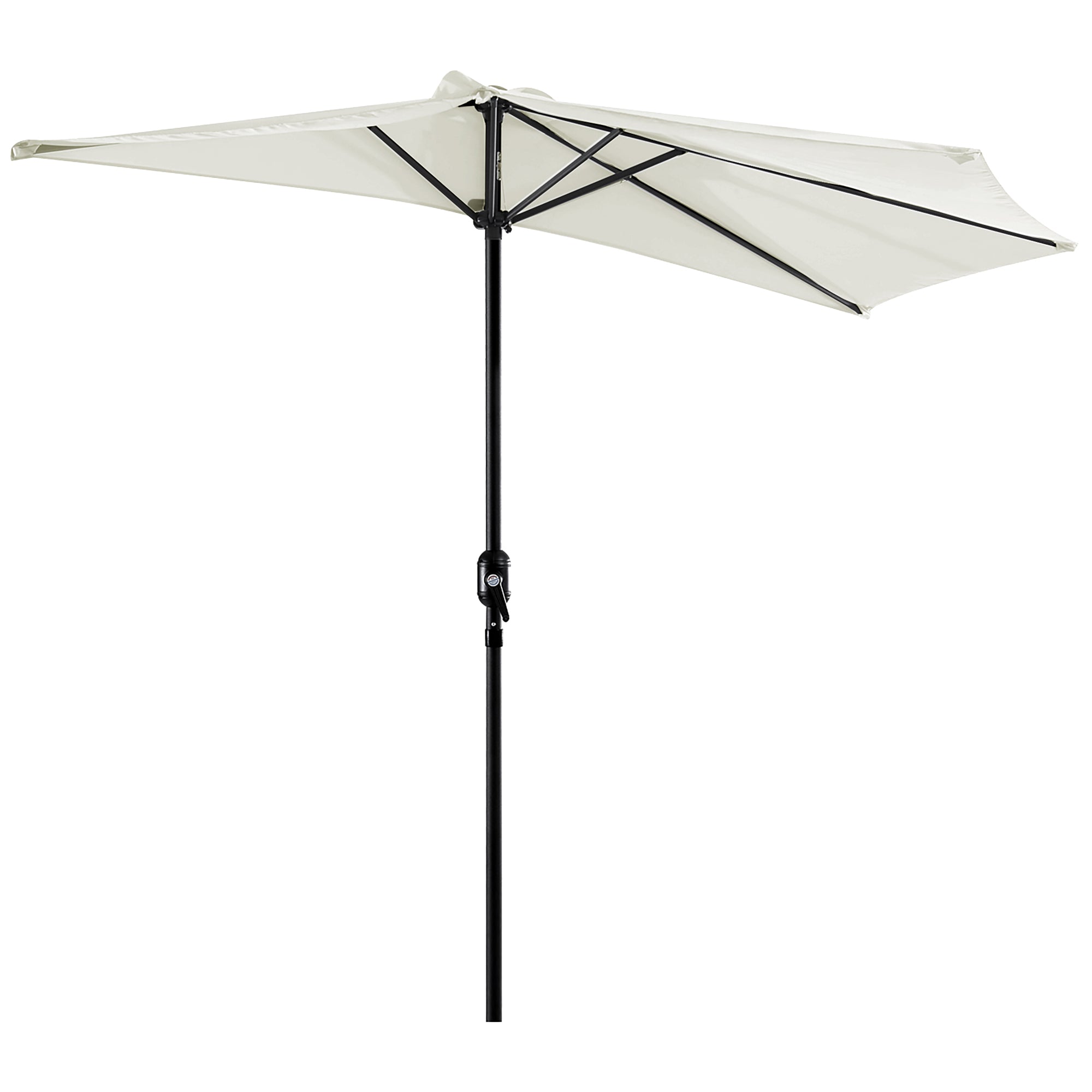 Outsunny 2.7m Garden Half Parasol, Outdoor Balcony Umbrella with 5 Steel Ribs, Patio Sun Shade, Cream White 