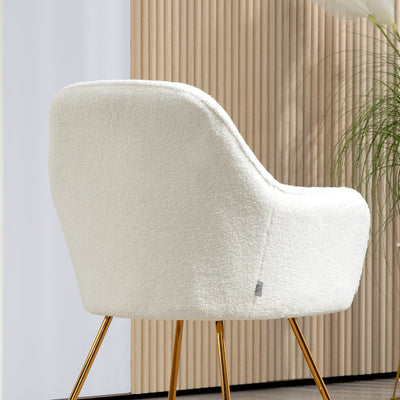 HOMCOM Set of Two Sherpa Fleece Dining Chairs - Cream 
