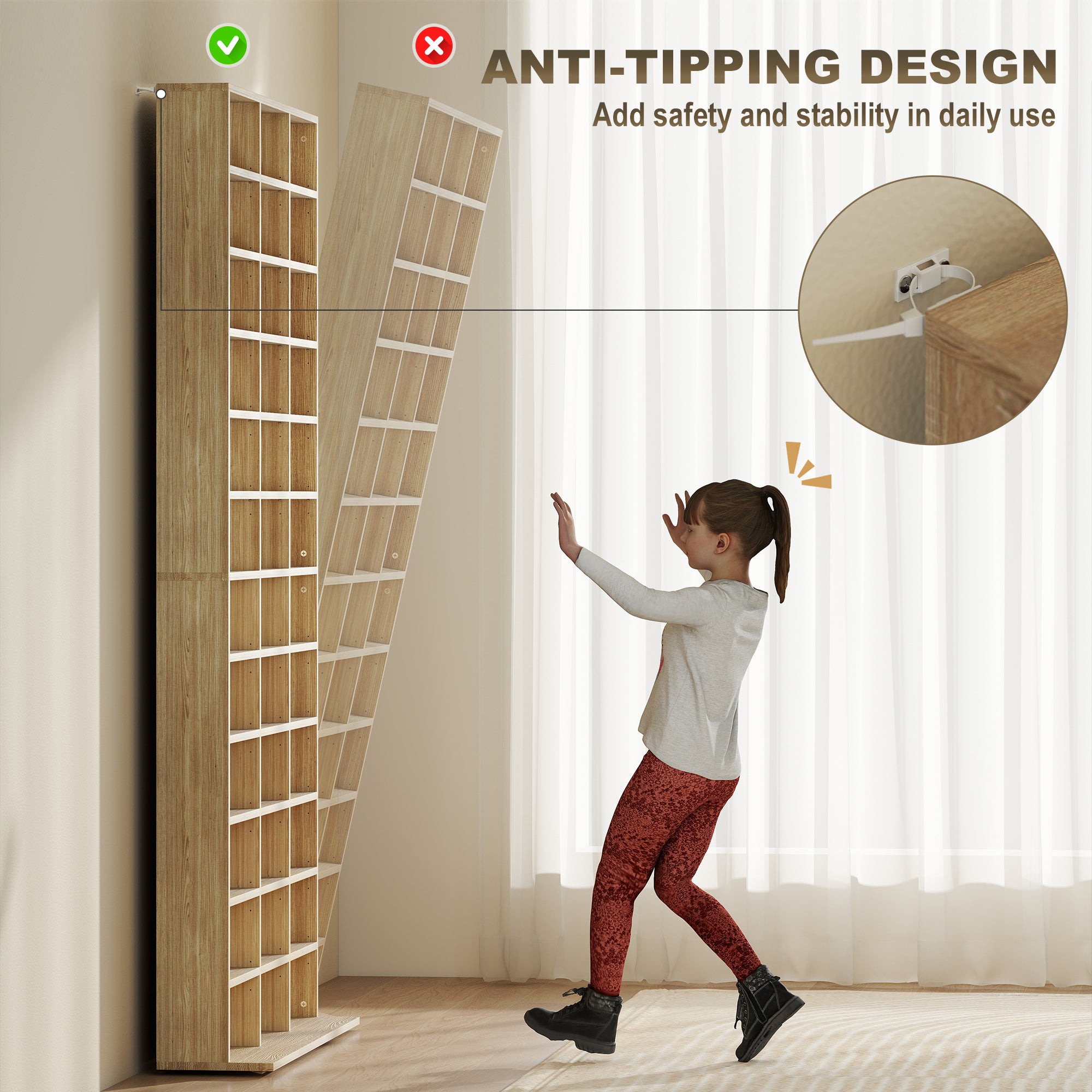 HOMCOM CD Storage Unit with Adjustable Shelves, 102 x 195 cm, Oak Tone