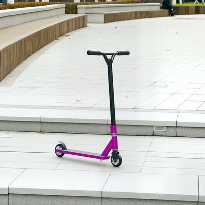 HOMCOM Stunt Scooter, 360° Entry Level Tricks Scooter w/ Lightweight Aluminium Deck and ABEC 7 Bearing, For Age 14+ Beginners, Purple 