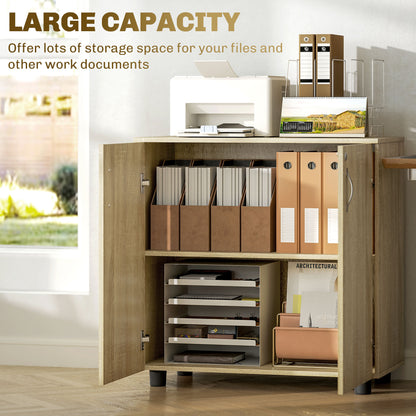 Vinsetto Two-Tier Locking Office Storage Cabinet - Oak 