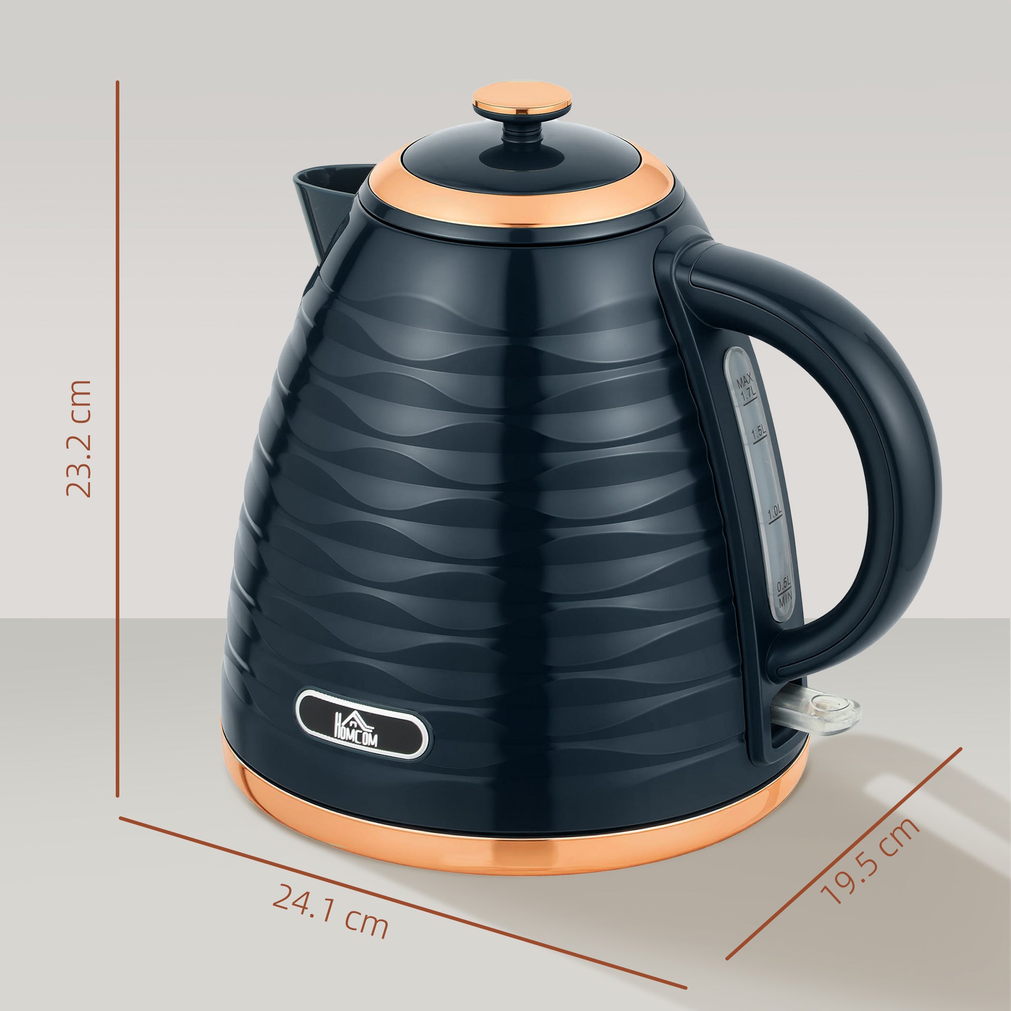 HOMCOM 3kW Rapid Boil Honeycomb Kettle - Dark Blue 