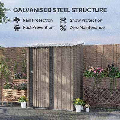 Outsunny 5ft x 3ft Metal Garden Storage Shed, Outdoor Tool Shed with Sloped Roof, Lockable Door for Tools, Equipment, Light Grey 