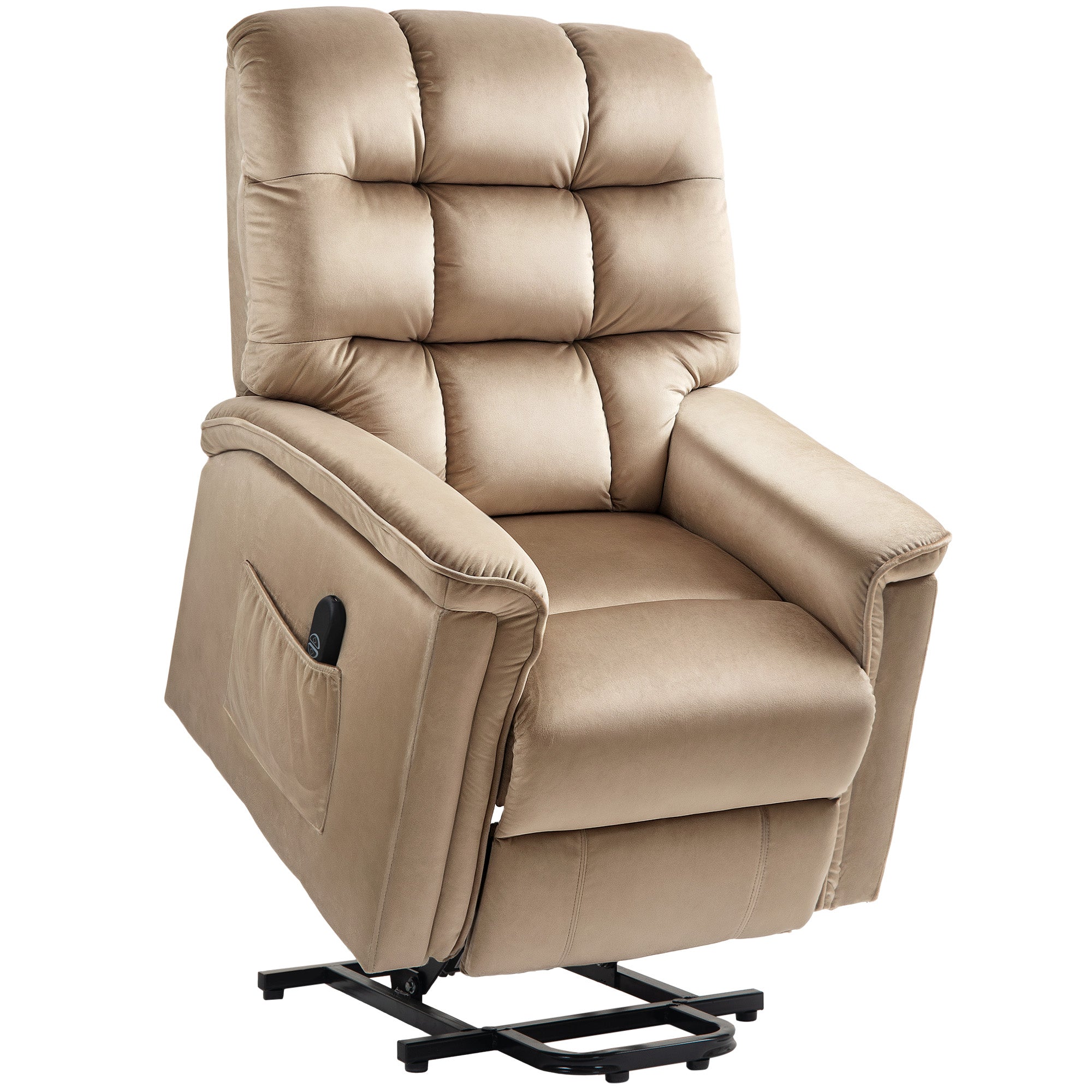 HOMCOM Velvet-Feel Electric Lift Recliner Chair - Brown