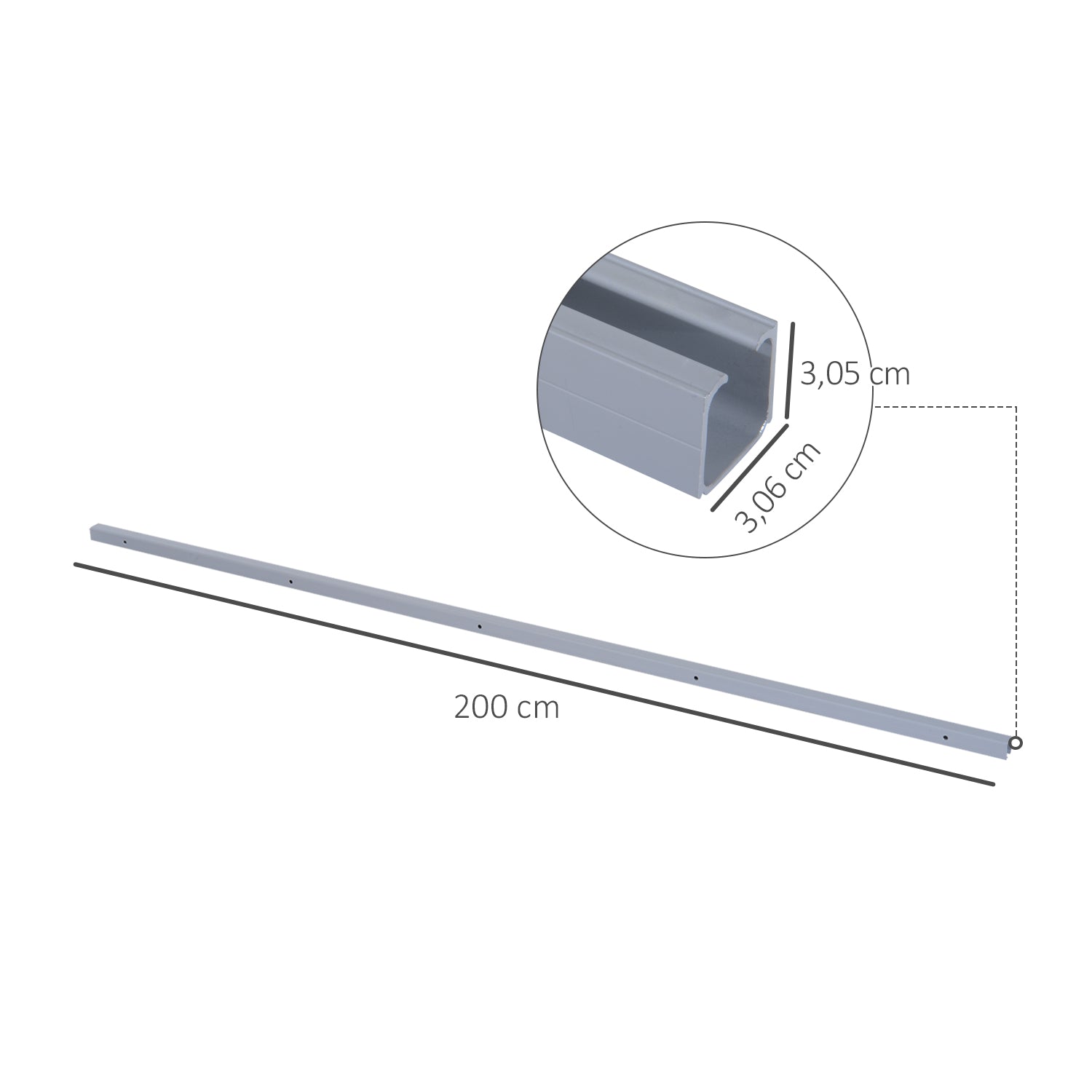 HOMCOM 6.5FT/2000mm Modern Sliding Barn Door Closet Hardware Track Kit Aluminium Track System Unit For Single Wooden Door 