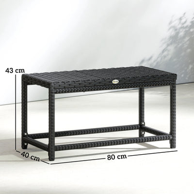 Outsunny Outdoor Coffee Table Side Table with Rectangular Frame for Patio, Balcony, Black 