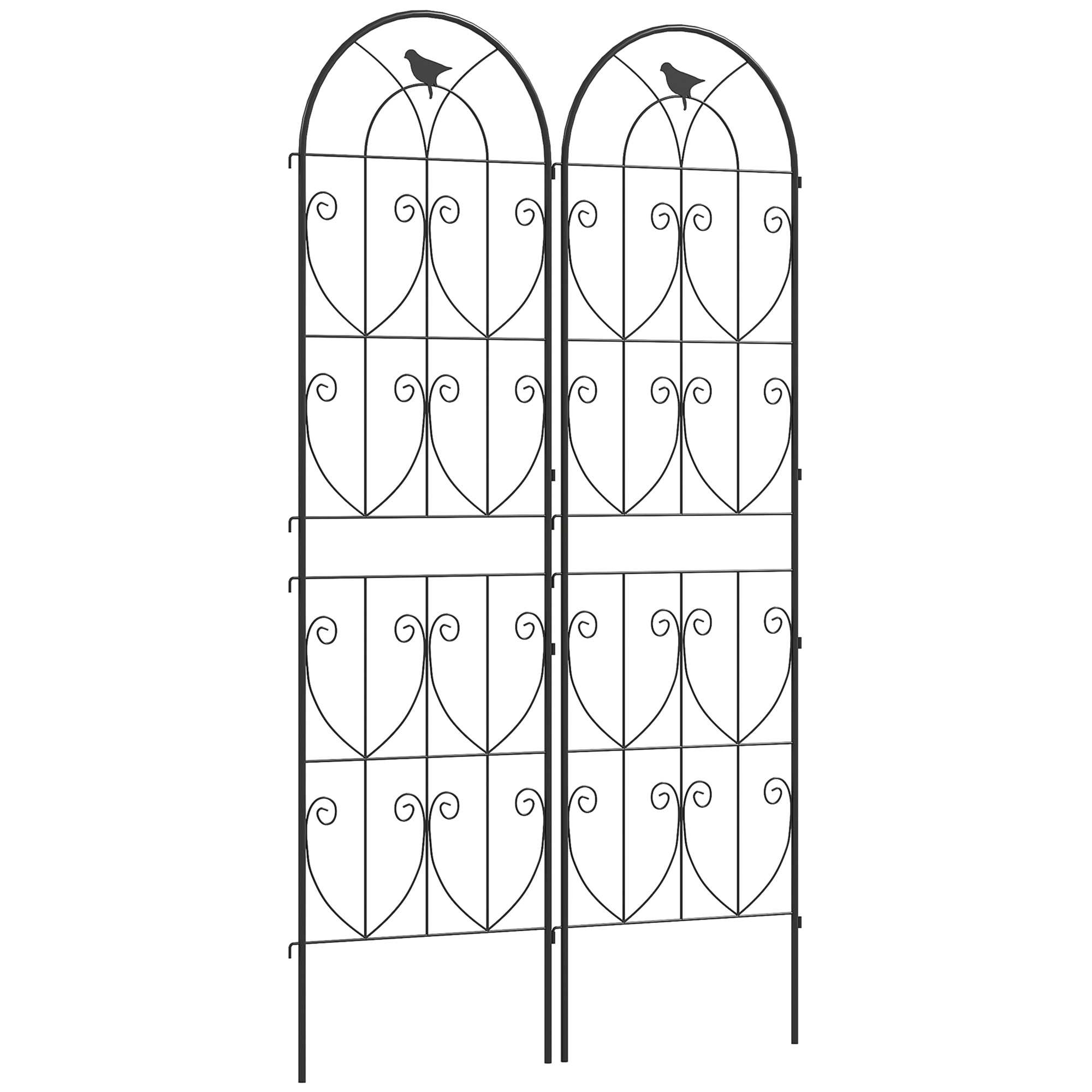Outsunny Set of 2 Garden Trellis, Metal Fence Panels for Climbing Outdoor Plants, Flowers, 180 x 50cm 