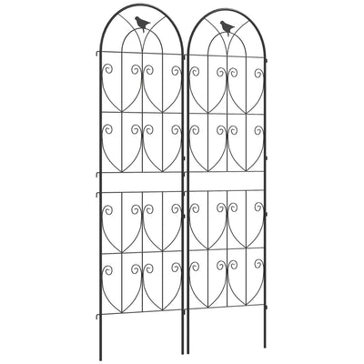 Outsunny Set of 2 Garden Trellis, Metal Fence Panels for Climbing Outdoor Plants, Flowers, 180 x 50cm 