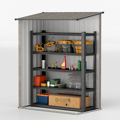 Outsunny 5ft x 3ft Metal Garden Storage Shed, Outdoor Tool Shed with Sloped Roof, Lockable Door for Tools, Equipment, Light Grey 