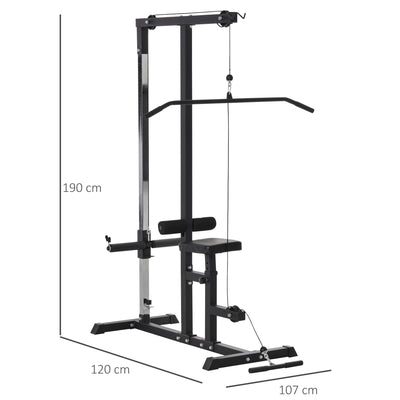 HOMCOM Exercise Pulley Machine Power Tower with Adjustable Seat Cable Positions 