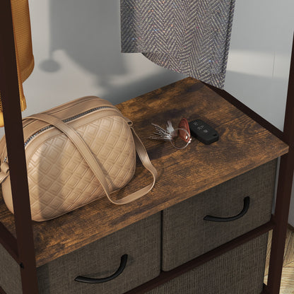 HOMCOM Compact Clothes Rail, with Drawers and Shelf