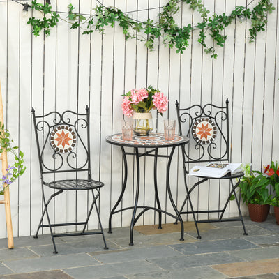 Outsunny Three-Piece Mosaic Bistro Table Set - Multicoloured 