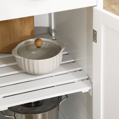 HOMCOM Compact Kitchen Trolley Utility Cart on Wheels with Wine Rack, Drawer, Open Shelf and Storage Cabinet for Dining Room, White 