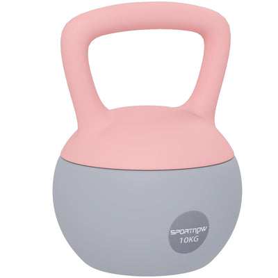 SPORTNOW 10KG Soft Kettlebell, Kettlebell with Non-Slip Handle for Home Gym, Weight Lifting, Strength Training, Pink/Grey 