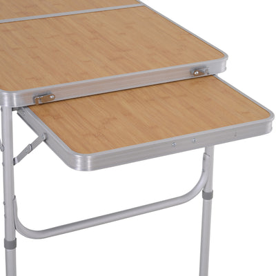Outsunny 3ft Aluminium MDF-Top Folding Picnic Table Portable Camping Table 