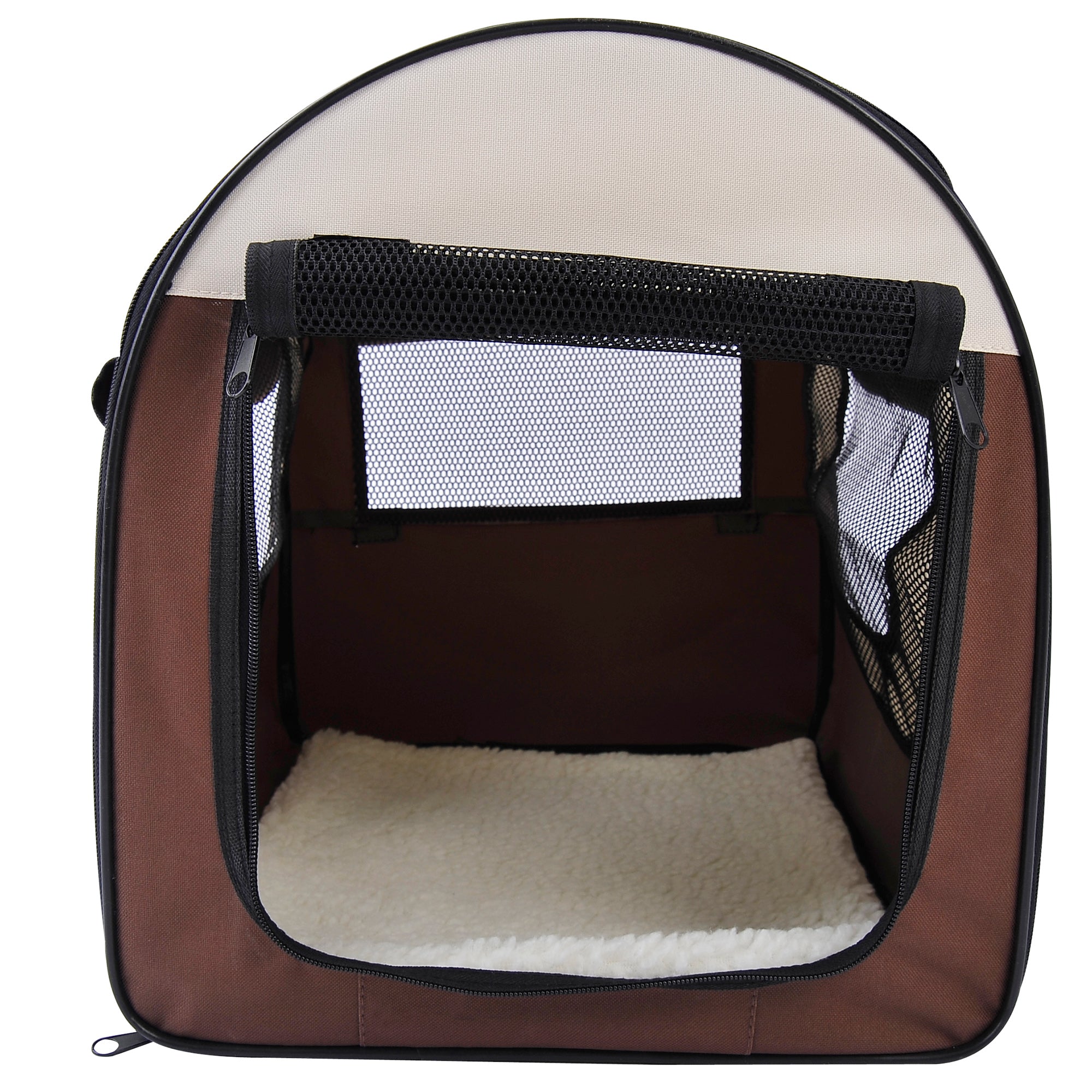 Pawhut Folding Fabric Soft Pet Crate, 46Lx36Wx41H cm - Brown 