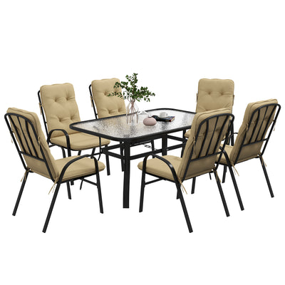 Outsunny Seven-Piece Garden Dining Set with Cushions - Beige 