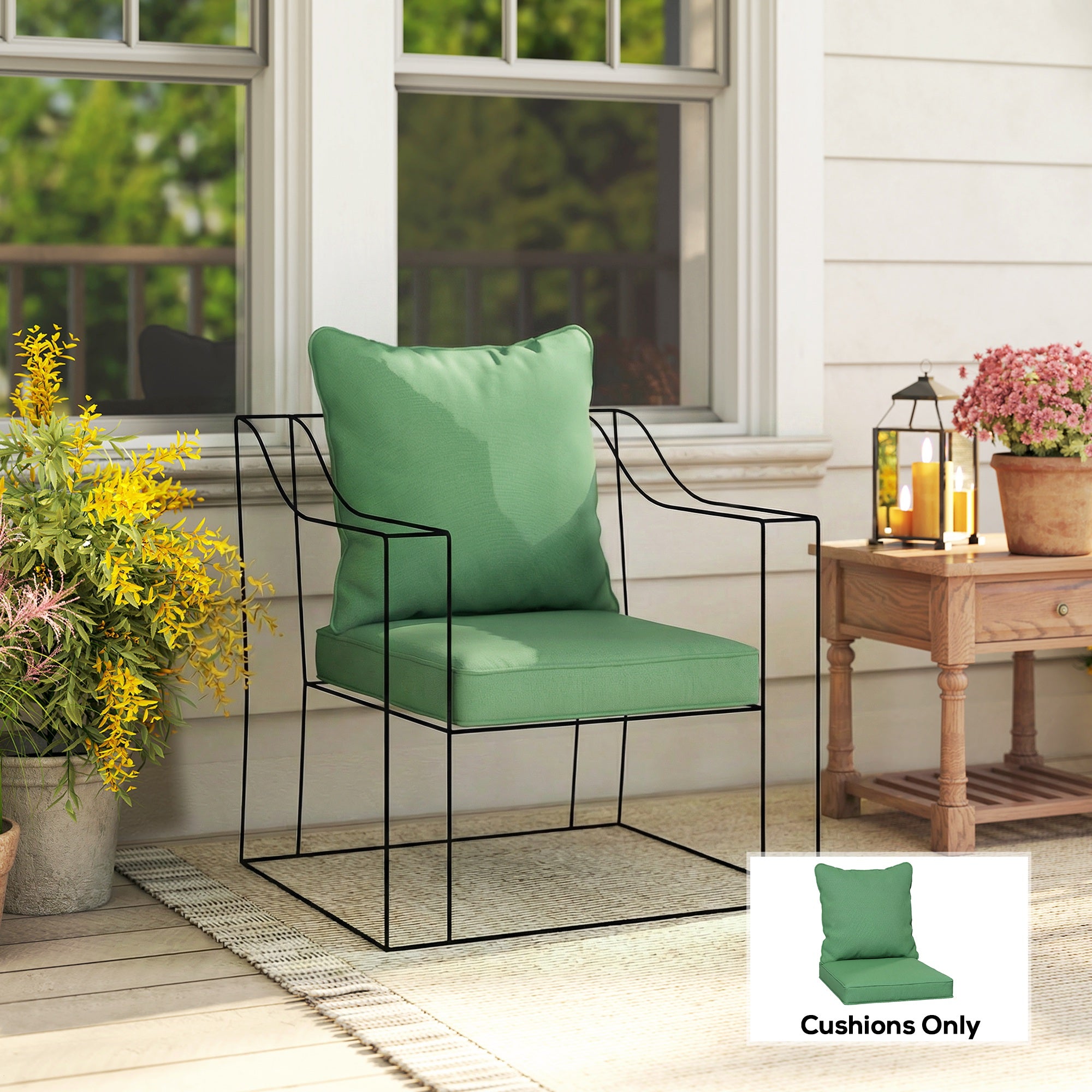Outsunny Seat and Back Padded Cushion Set, CUSHION ONLY - Green 