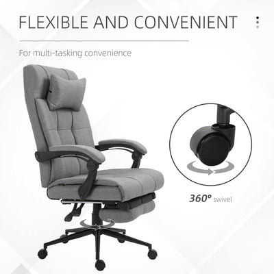 Vinsetto Office Chair with Footrest Ergonomic Office Chair with Armrests Lumber Support and Headrest Light Grey 