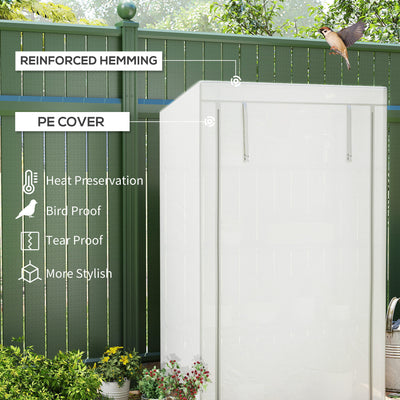Outsunny 4 Tier Lean-to Mini Greenhouse with Reinforced PE Cover, Portable Small Greenhouse with Roll-Up Door, Grey Hemmed Edging, 110 x 50 x 171cm, Grey 