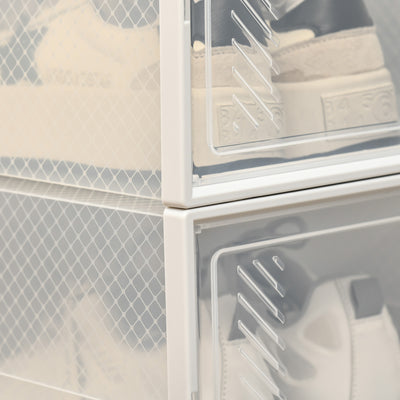 HOMCOM 18PCS Clear Shoe Box, Plastic Stackable Shoe Storage Box for UK/EU Size up to 8.5/43 with Magnetic Door for Women/Men, 25 x 35 x 19cm 