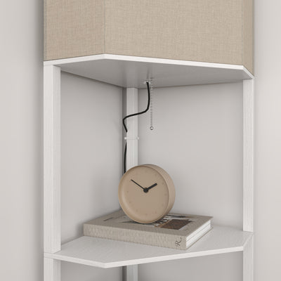 HOMCOM Three-Shelf Corner Floor Lamp - White 