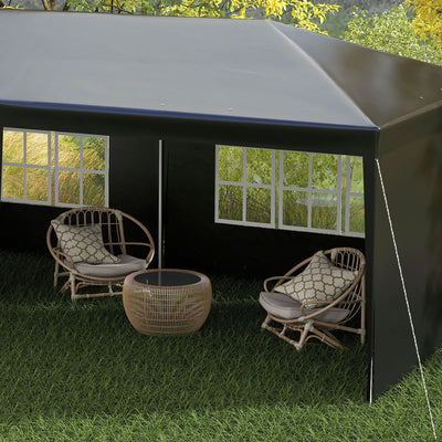Outsunny 6 x 3 m Party Tent Gazebo Marquee Outdoor Patio Canopy Shelter with Windows and Side Panels Black 