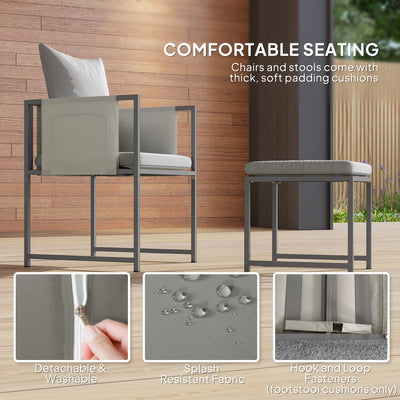 Outsunny Nine-Piece Steel Frame Garden Dining Set - Grey 