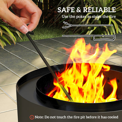 Outsunny Metal Wood-burning Fire Pit with Fire Poker - Black 