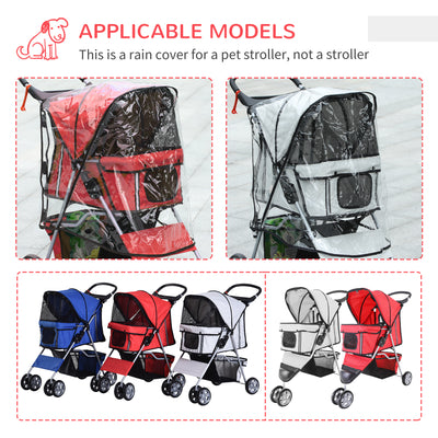 PawHut Dog Stroller with Rain Cover for Small Miniature Dogs, Folding Pet Pram with Cup Holder, Storage Basket, Reflective Strips, Red 