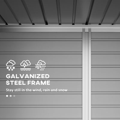 Outsunny 3.7 x 7.9ft Galvanised Steel Shed, with Latched Door and Padlock - Green 