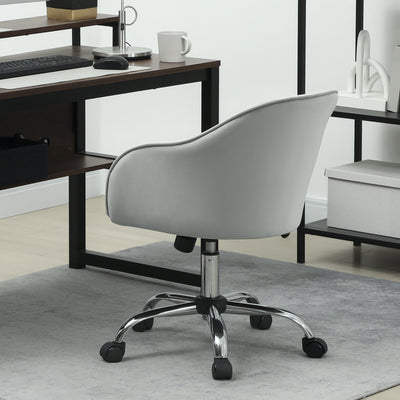 HOMCOM Velvet-feel Swivel Office Chair - Grey 