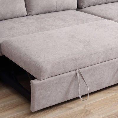 HOMCOM Linen-Look 'L' Storage Sofa Bed - Light Grey 