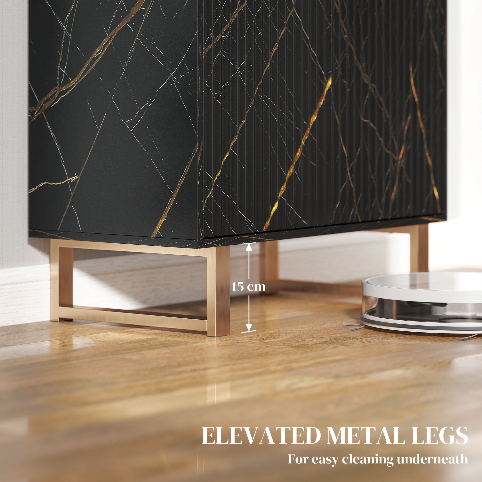 HOMCOM Elegant Storage Sideboard - Black/Gold-Tone 