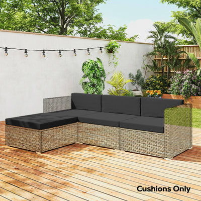 Outsunny 7-Piece Patio Furniture Cushions, Outdoor Loveseat Cushion with Removable Covers for Rattan Furniture, 60x60 cm, Black 