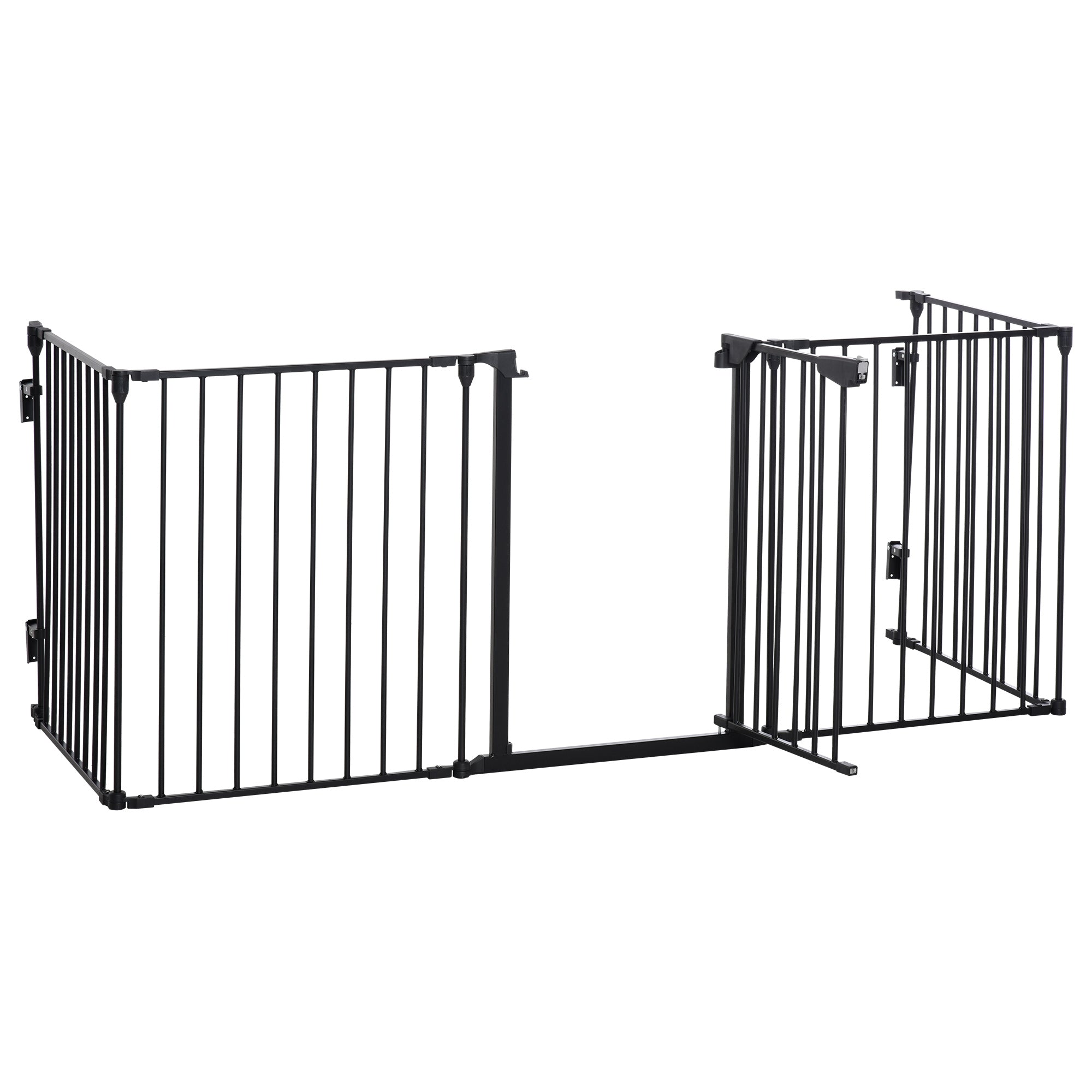 PawHut 5 Panels Pet Playpen Metal Fence w/ Walk Through Door - Black 