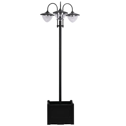 Outsunny 189cm 3-head Solar Lamp Post, Street Light with Planter, Automatic-on, 6 Hour Max Outdoor Ready LED Lighting, Black 