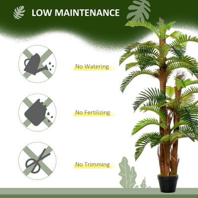 Outsunny Artificial Plant Tropical Palm in Pot, Fake Plants for Home Indoor Outdoor Decor, 150cm, Green 