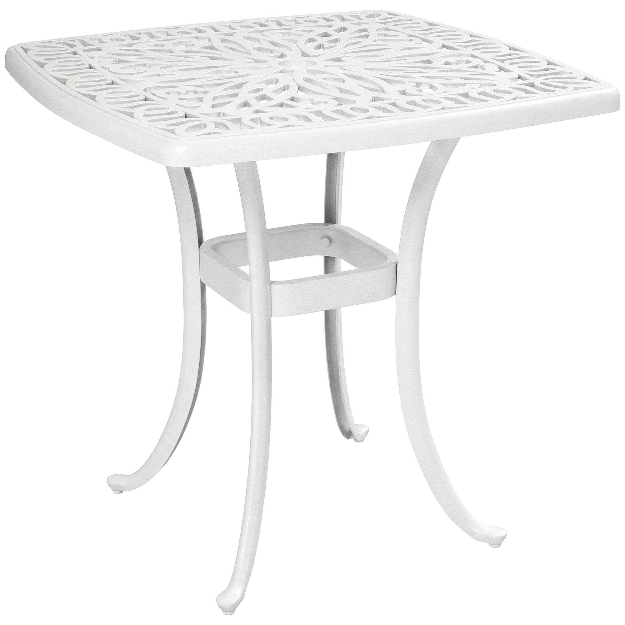 Outsunny Outdoor Garden Table with 38mm Dia. Umbrella Hole, Cast Aluminium Patio End Table with Anti-slip Foot Pads for Garden 
