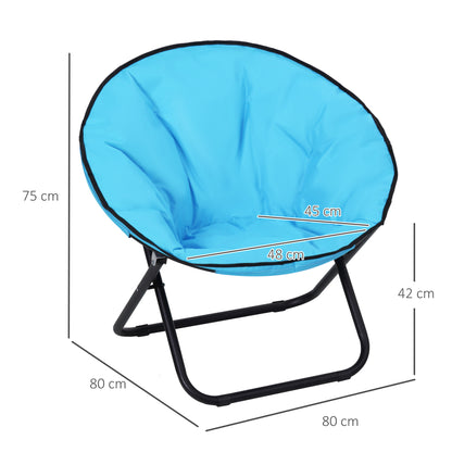 Outsunny Garden Folding Portable Padded Saucer Moon Chair Padded Round Outdoor Camping Travel Fishing Seat Blue 