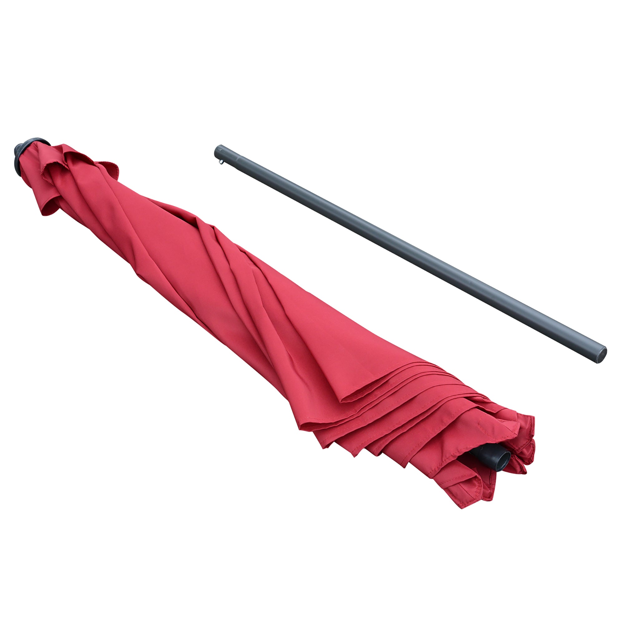 Outsunny 2.8m Garden Parasol Umbrella, Round Outdoor Market Table Umbrella Sun Shade Canopy, Wine Red 