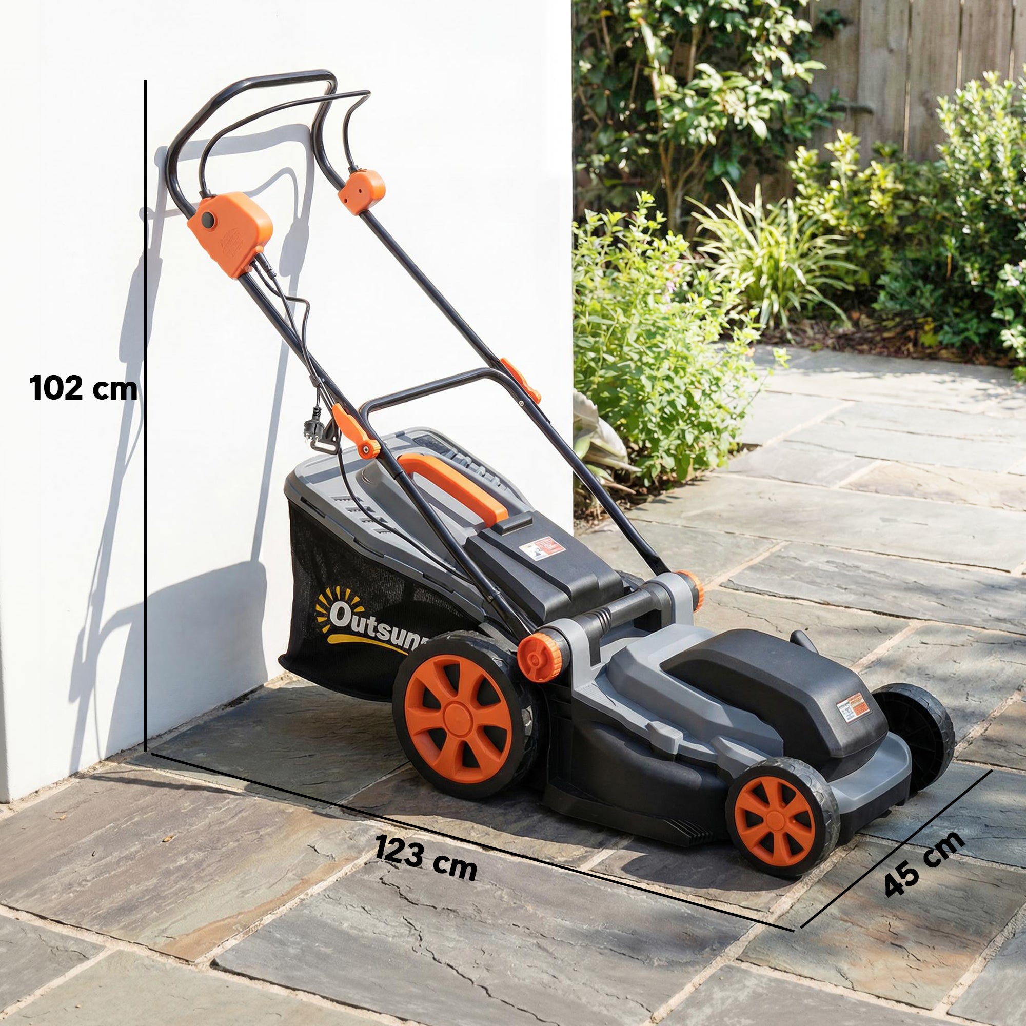 Outsunny 1800W Electric Lawnmower with 40cm Cutting Width, Mulching Feature, 50L Grass Collection Bag, 6 Cutting Heights 