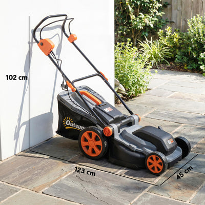 Outsunny 1800W Electric Lawnmower with 40cm Cutting Width, Mulching Feature, 50L Grass Collection Bag, 6 Cutting Heights 