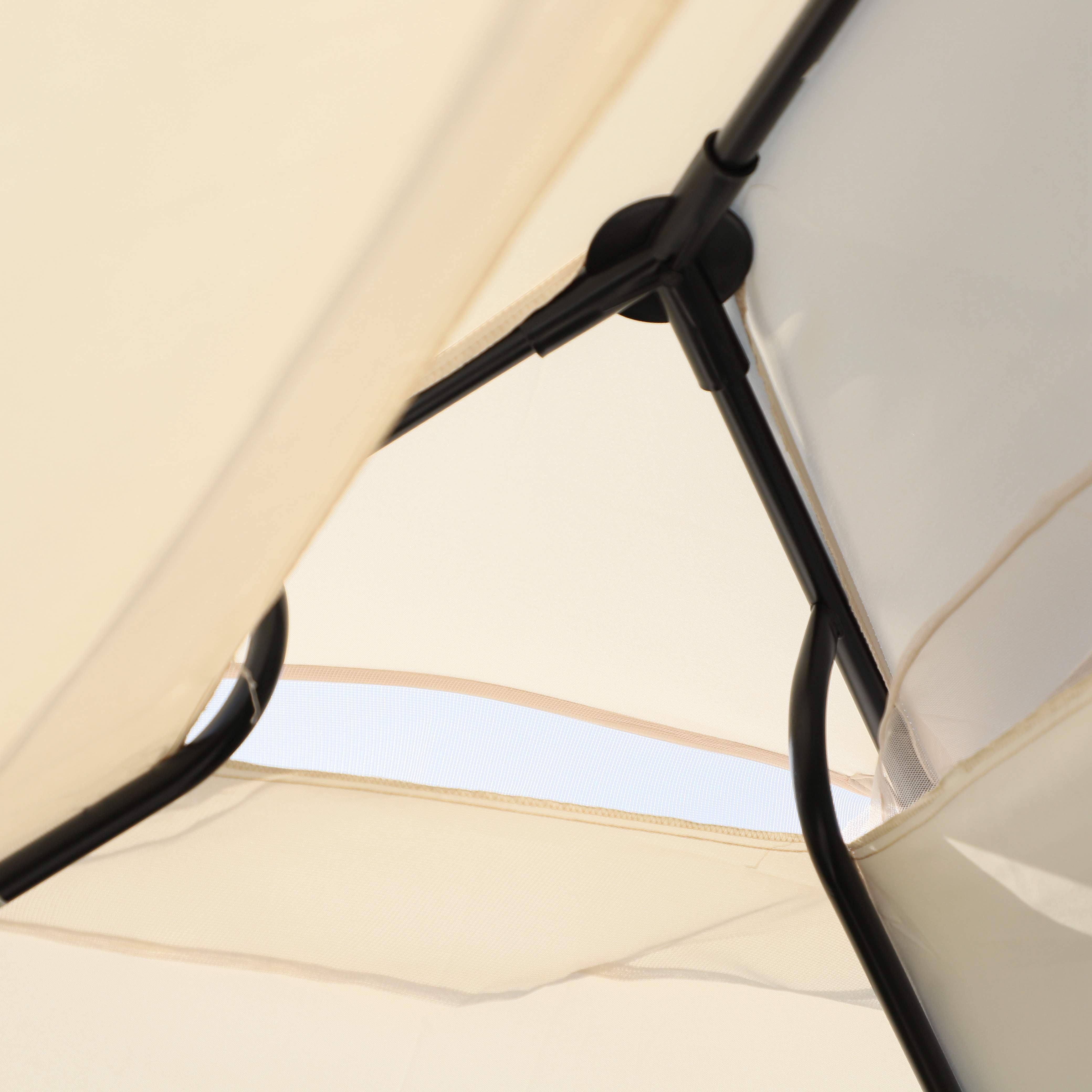 Outsunny 2-in-1 Convertible Gazebo Swing Chair Bed W/Netting, 245Lx165Wx243H cm-Beige/Black 