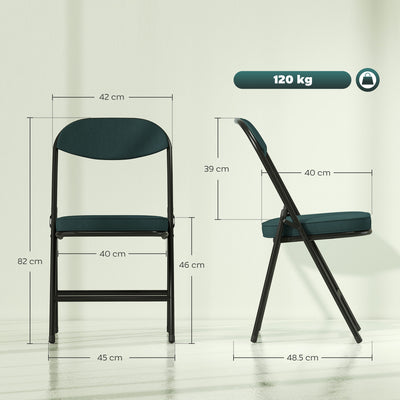 HOMCOM Set of Four Folding Corduroy Seat Chairs - Blue 