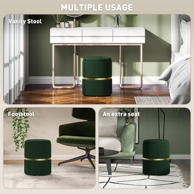 HOMCOM Velvet-Feel Storage Ottoman - Green 
