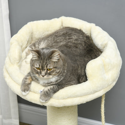 PawHut Cat Tree, with Sisal Wrapped Scratching Post - Cream 